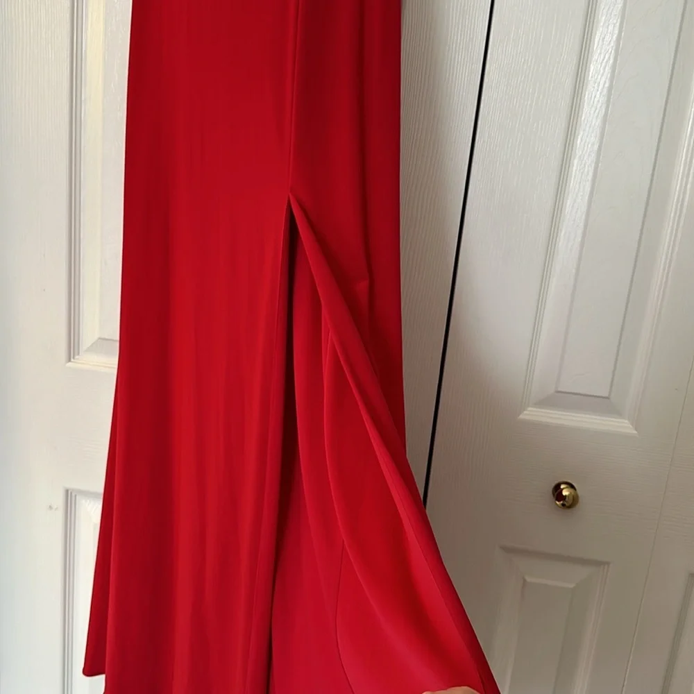 Red Gown with Mesh Cut outs - Picture 4 of 14